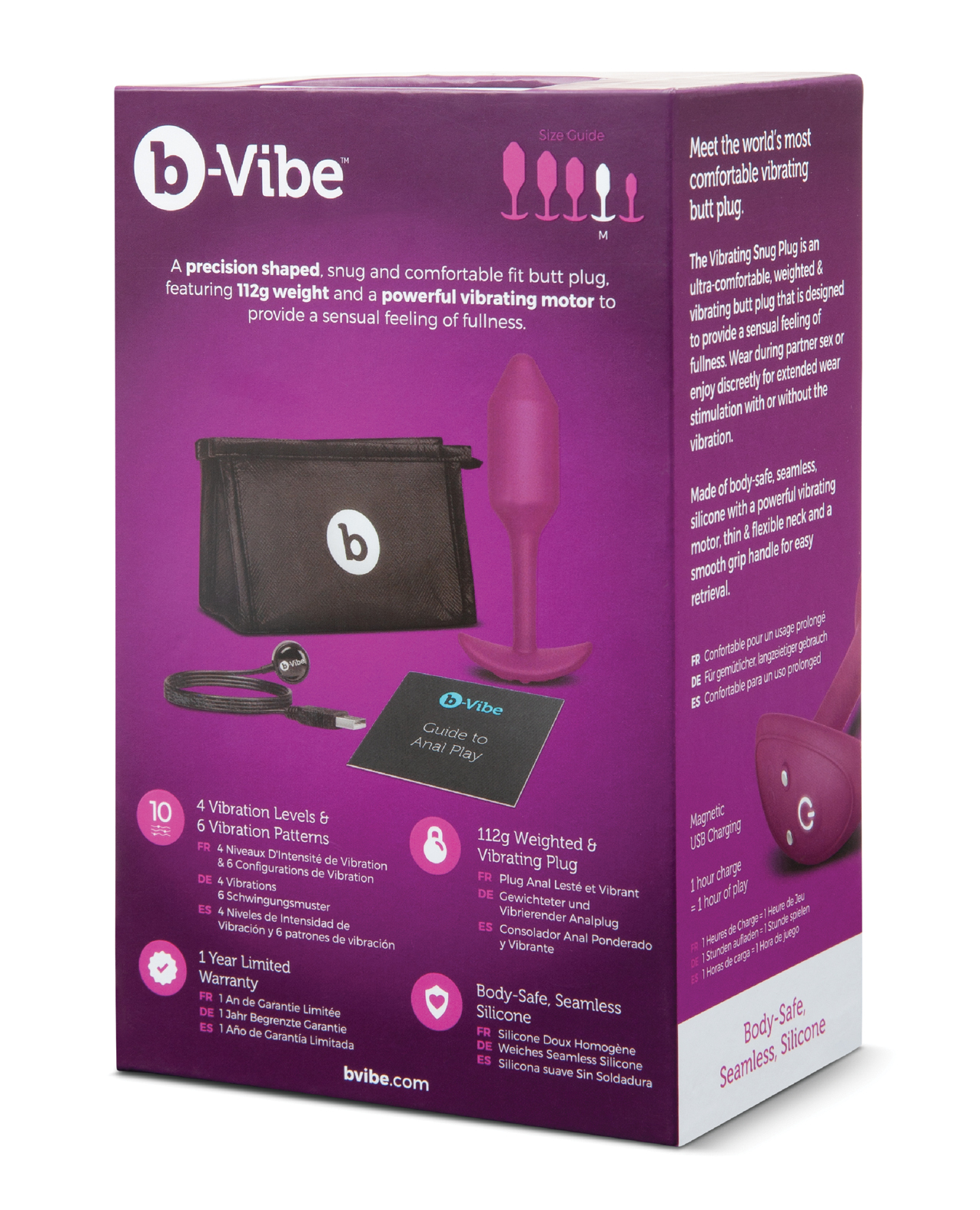 b-Vibe Vibrating Weighted Snug Plug M - 112 g Rose - Image 3