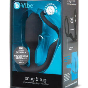 b-Vibe Snug & Tug Weighted Silicone & Penis Ring - 128 g Black