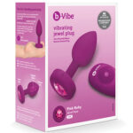 b-Vibe Remote Control Vibrating Jewel Plug (S/M) - Fuchsia