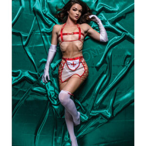 Role Play Naughty Nurse 5 pc Set Red/White S/M