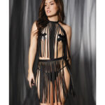 Play Darque Fringe Harness Top & Skirt Black O/S