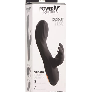 Curve Toys Power Bunnies Cuddles 10x Silicone Rabbit Vibrator - Black
