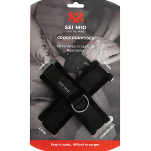 Sei Mio Cross Purposes Unique Over-Wrap Cross Cuff Restraints - Black