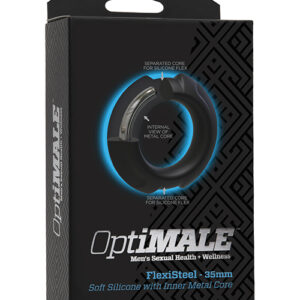 OptiMale FlexiSteel Cock Ring - 35 mm Black