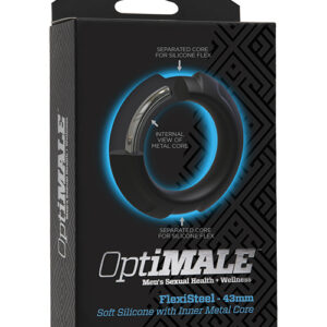 OptiMale FlexiSteel Cock Ring - 43 mm Black