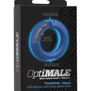 OptiMale FlexiSteel Cock Ring - 43 mm Blue