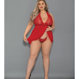 Euphoria Shorty Babydoll & Open Panty Red QN