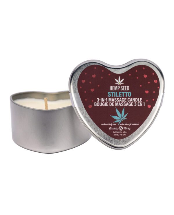 Earthly Body 2025 Valentines 3 in 1 Massage Heart Candle - 4.7 oz Stiletto - Image 2