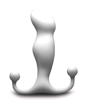 A 3D rendering of an abstract white sculpture with smooth contours and three emerging rounded points on a plain background.