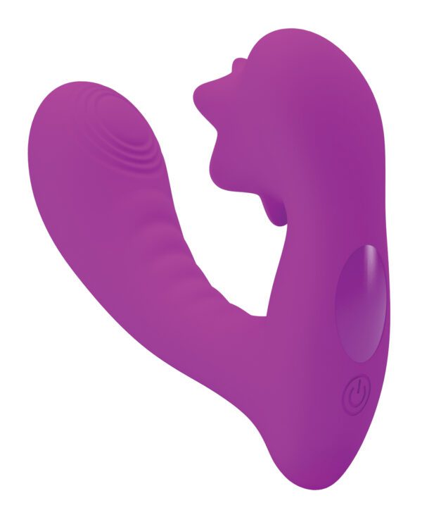 Purple silhouette resembling an abstract sculpture with smooth curves and two circular indentations.