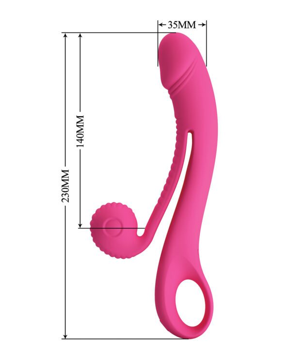 A digital illustration showcasing the dimensions of a pink object with annotations indicating size in millimeters.