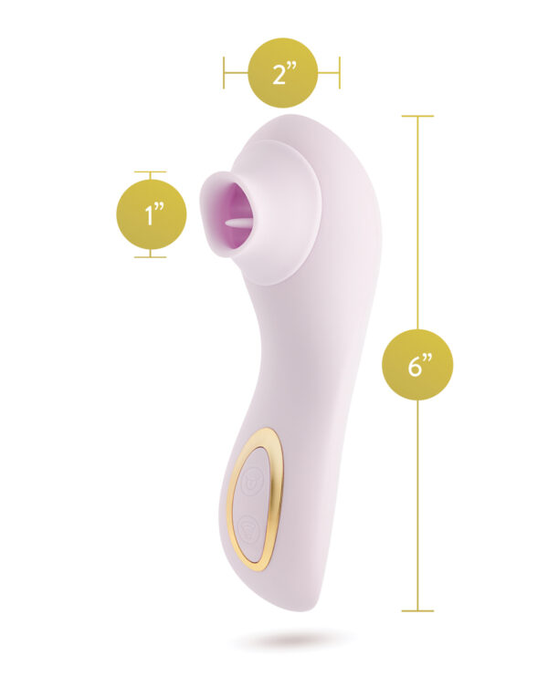 Image of a compact personal massager with measurements indicating dimensions of 6 inches in height, 2 inches in width, and 1 inch in depth.