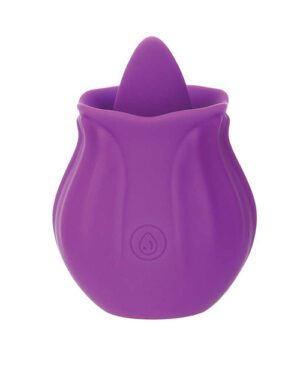 A purple silicone menstrual cup isolated on a white background.