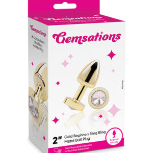 Gemsations 2" Beginners Bling Bling Metal Butt Plug - Gold