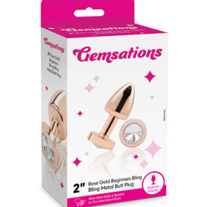 Gemsations 2" Beginners Bling Bling Metal Butt Plug - Rose Gold