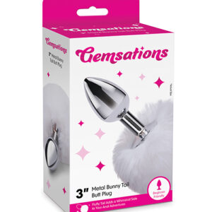 Gemsations 2.95" Metal Bunny Tail Butt Plug - Silver