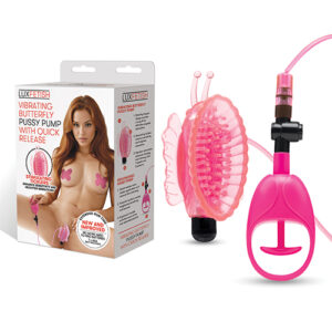 Lux Fetish Vibrating Butterfly Pussy Pump w/Quick Release - Pink