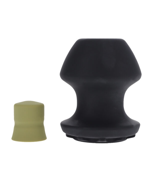 Two replacement analog joystick caps for game controllers, one black and one green, displayed against a white background.