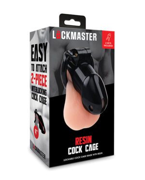 Product packaging for Lockmaster Resin Cock Cage with a visual representation of the product on the front.