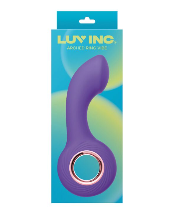 Purple arched ring product by LUV INC in colorful packaging