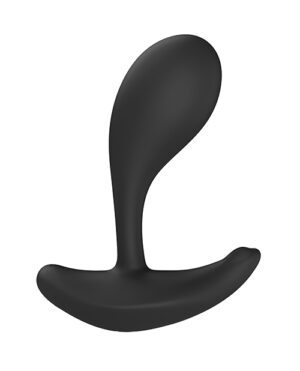 A black three-dimensional abstract curved sculpture on a white background