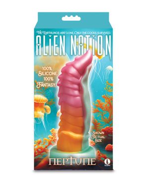 Colorful packaging design for a fantasy-themed novelty item with underwater motifs and text.