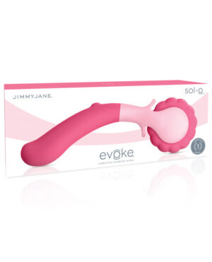 A pink vibrational massage tool displayed in its packaging, designed for relaxation and pleasure.