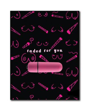 A black poster featuring various pink beauty tools patterns and a pink lipstick with the phrase "faded for you" in the center.