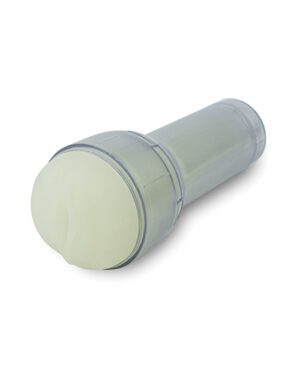 A stick of solid deodorant with a translucent plastic container on a white background.