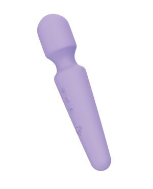A purple handheld massaging device with buttons.