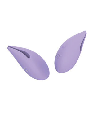 Two purple silicone personal massagers on a white background.