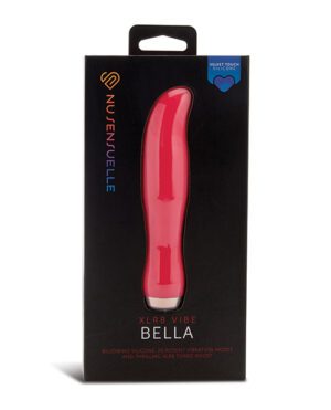 A package of Nu Sensuelle Bella vibrator featuring the product on the front with descriptions of its features.