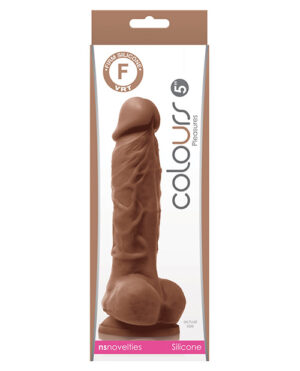 Packaging of a silicone adult toy featuring a realistic design and brown color.