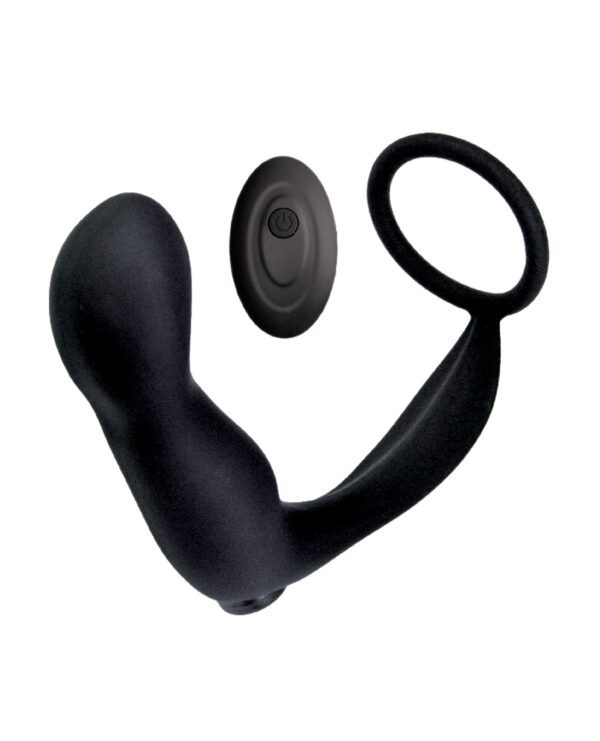 Ass-station Contoured Anal Plug w-Remote - Black - Image 2