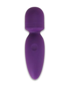 A purple handheld massage device on a white background.
