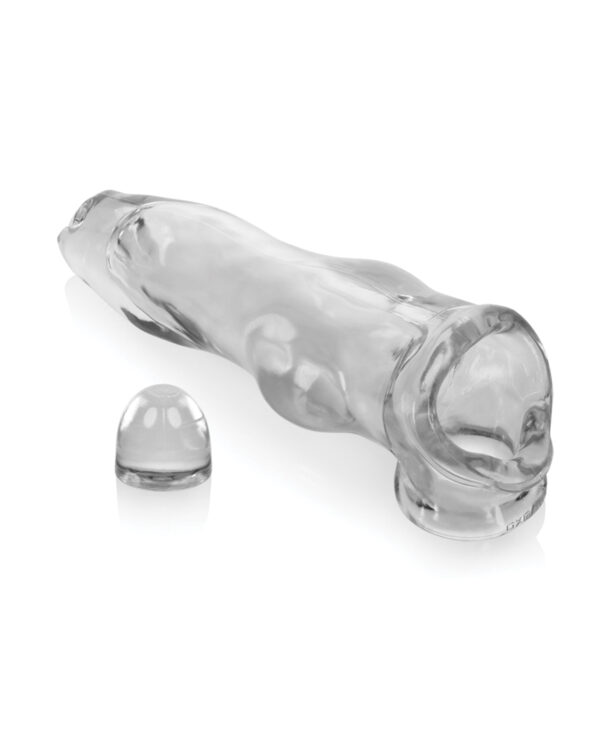 Transparent Adult Toy::A close-up image of a transparent adult toy with a smooth surface and a removable cap.