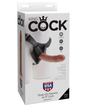 King Cock Strap-On Harness w-8" Cock - Tan