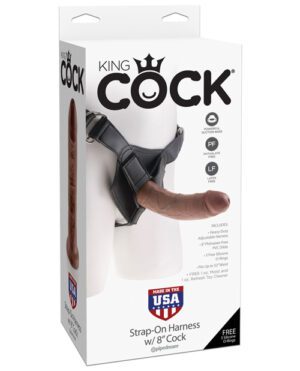 King Cock Strap On Harness w-8" Cock - Brown