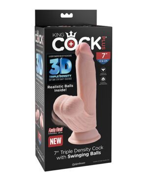King Cock Plus 7" Triple Density Cock w-Swinging Balls - Ivory