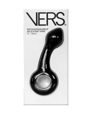 A black rechargeable silicone device packaged in a white box with the brand "VERS" at the top and the label "G-Spot" at the bottom.