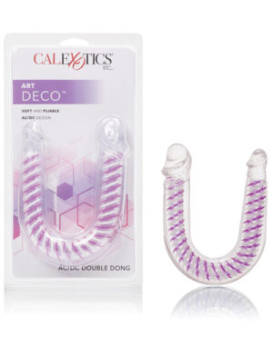 A transparent package containing a U-shaped adult toy with a pronounced helical design, branded by CalExotics.
