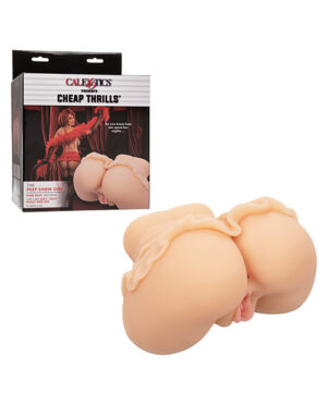 Product packaging for a "Cheap Thrills - The Show Girl" adult novelty toy with the item displayed in front of its packaging.