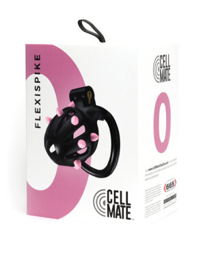 Flexispike Device::Packaging of the Flexispike device from Cell Mate, showcasing its black design with pink accents.