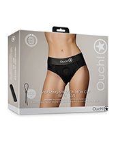 Shots Ouch Vibrating Strap On High-Cut Brief - Black XS-S