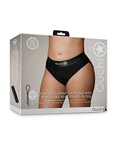 Shots Ouch Vibrating Strap On Thong w-Removable Rear Straps - Black XL-XXL