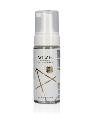 A bottle of VIVE Foaming Toy Cleaner against a white background