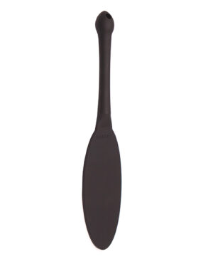 A sleek black silicone spatula with a long handle, ideal for mixing and scraping in the kitchen.