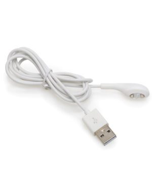 A white USB cable with a standard Type-A connector on one end and a headphone jack on the other, coiled against a white background.