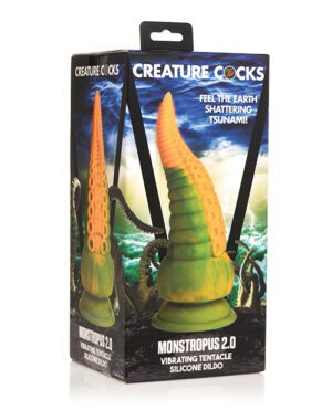 Product packaging for "Creature Cocks Monstropus 2.0," which features an adult toy designed to look like a tentacle.
