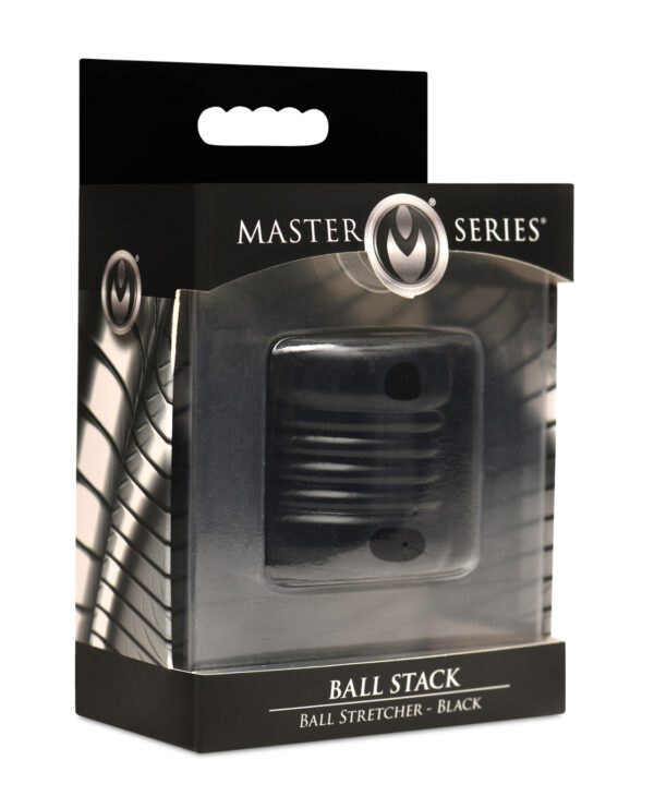 A black product box for a Master Series Ball Stack with the item visible through a transparent window.